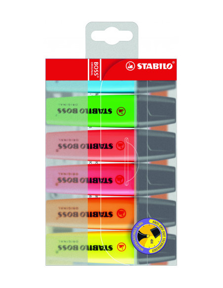 ESTUCHE 6 MARCADORES FLUORESCENTES BOSS TRAZO 2/5MM. SURTIDOS STABILO 70/6