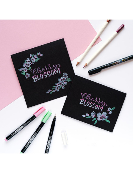 ESTUCHE 6 ROTULADORES BASE DE AGUA FUDENOSUKE PARA PAPEL OSCURO COLORES PASTEL TOMBOW WS-BS-6P