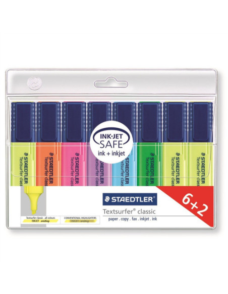 ESTUCHE 6+2 MARCADORES FLUORESCENTES TEXTSURFER CLASSIC 1-5MM. SURTIDOS STAEDTLER 364 A WP8