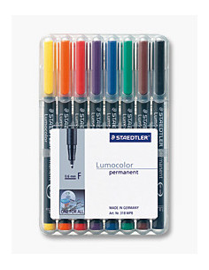 ROTULADOR INDELEBLE STAEDTLER LUMOCOLOR FINO SET 8 COLORES SURTIDOS  2