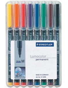 ESTUCHE 8 MARCADORES LUMOCOLOR PERMANENTE PUNTA MEDIA 1MM. SURTIDOS STAEDTLER 317 WP8