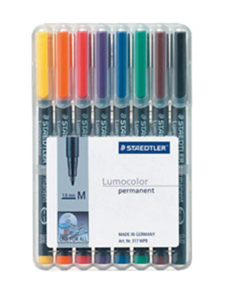 ESTUCHE 8 MARCADORES LUMOCOLOR PERMANENTE PUNTA MEDIA 1MM. SURTIDOS STAEDTLER 317 WP8