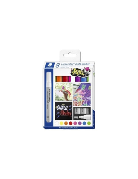 ESTUCHE 8 PIEZAS SURITDAS ROTULADOR CHALK MARKER LUMOCOLOR 344 TIZA LÍQUIDA STAEDTLER 344 C8
