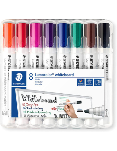 ESTUCHE 8 PZAS LUMOCOLOR WHITEBOARD MARKER 351