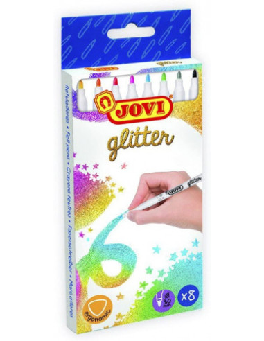ESTUCHE 8 ROTULADORES GLITTER COLORES SURTIDOS JOVI 1608G