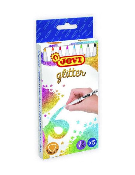 ESTUCHE 8 ROTULADORES GLITTER COLORES SURTIDOS JOVI 1608G
