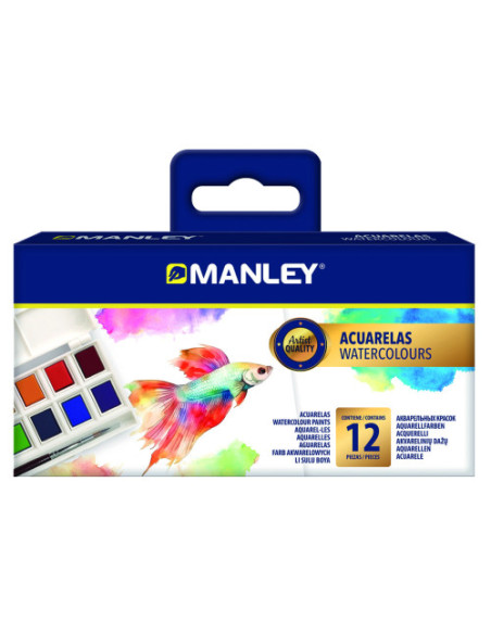 ESTUCHE ACUARELA 12 COLORES MANLEY MAQ00012