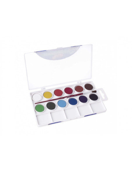 ESTUCHE ACUARELAS 12 PASTILLAS 22 MM COLORES SURTIDOS + PINCEL JOVI 800/12