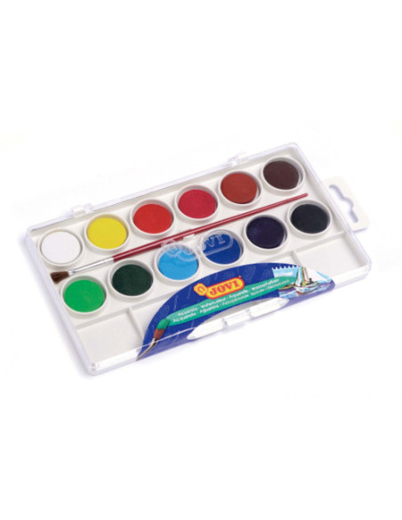 ESTUCHE ACUARELAS 12 PASTILLAS 22 MM COLORES SURTIDOS + PINCEL JOVI 800/12