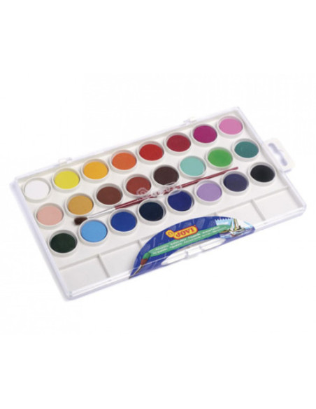 ESTUCHE ACUARELAS 24 PASTILLAS 22 MM COLORES SURTIDOS + PINCEL JOVI 800/24