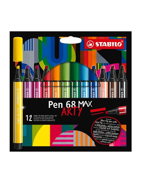 ESTUCHE ARTY CON 12 COLORES-ROTULADOR PREMIUM CON PUNTA BISELADA PEN 68 MAX STABILO 768/12-21