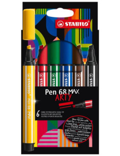 ESTUCHE ARTY CON 6 COLORES-ROTULADOR PREMIUM CON PUNTA BISELADA PEN 68 MAX STABILO 768/06-21