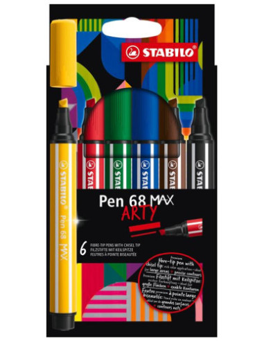 ESTUCHE ARTY CON 6 COLORES-ROTULADOR PREMIUM CON PUNTA BISELADA PEN 68 MAX STABILO 768/06-21