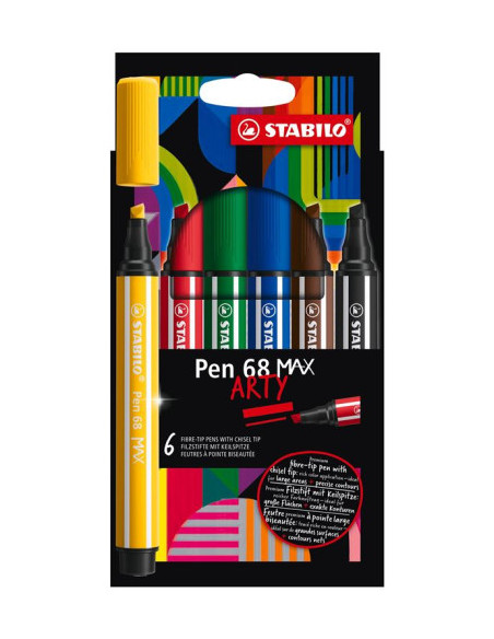ESTUCHE ARTY CON 6 COLORES-ROTULADOR PREMIUM CON PUNTA BISELADA PEN 68 MAX STABILO 768/06-21