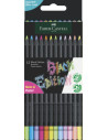 ESTUCHE CARTON 12 LÁPICES DE COLOR NEON BLACK EDITION FABER CASTELL 116410