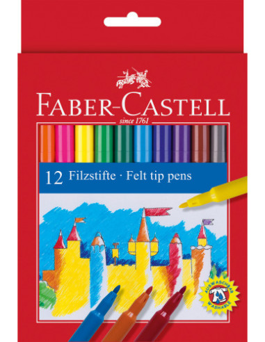 ESTUCHE CARTÓN 12 ROTULADORES ESCOLARES FABER CASTELL 554201