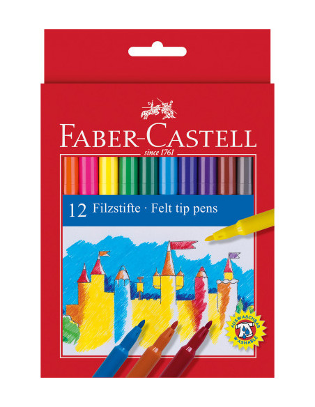 ESTUCHE CARTÓN 12 ROTULADORES ESCOLARES FABER CASTELL 554201