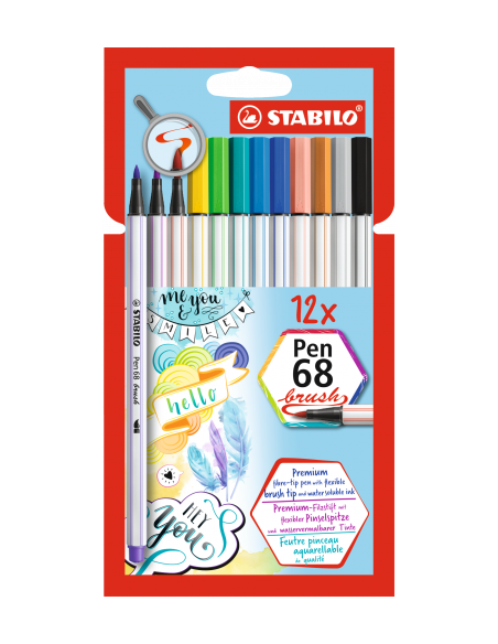 ESTUCHE CARTON 12 UNIDADES ROTULADOR PEN 68 BRUSH COLORES SURTIDOS STABILO 568/12-21 ESTUCHE CARTON 12 UNIDADES ROTULADOR PEN 68 BRUSH COLORES SURTIDOS STABILO 568/12-21