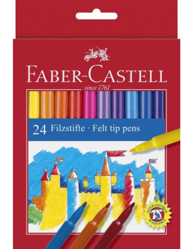 ESTUCHE CARTÓN 24 ROTULADORES ESCOLARES FABER CASTELL 554202