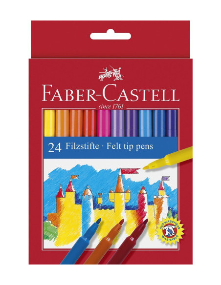 ESTUCHE CARTÓN 24 ROTULADORES ESCOLARES FABER CASTELL 554202