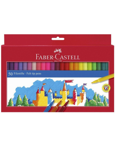 ESTUCHE CARTÓN 50 ROTULADORES ESCOLARES FABER CASTELL 554204