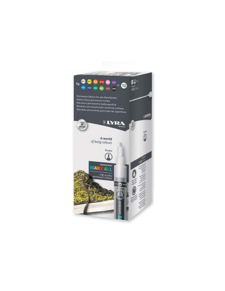 ESTUCHE COLORES SURTIDO 12 MARCADORES PERMANENTES LYRA MARK ALL 1 MM  LYRA GROOVE L6811120