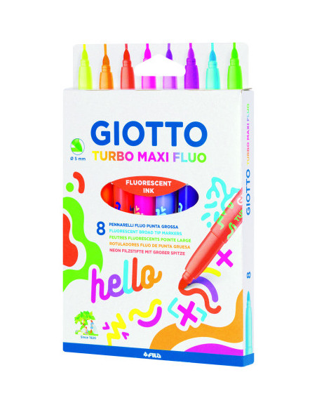 ESTUCHE CON ASA 8 ROTULADORES TURBO MAXI FLUOR GIOTTO F453800