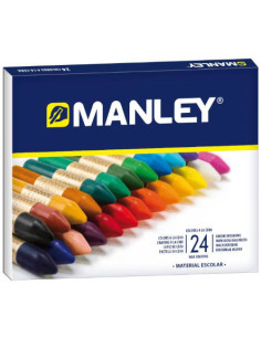 ESTUCHE DE 24 UNIDADES CERAS BLANDAS COLORES SURTIDOS MANLEY MNC00066