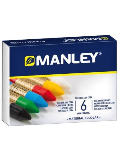 ESTUCHE DE 6 UNIDADES CERAS BLANDAS COLORES SURTIDOS MANLEY MNC00022