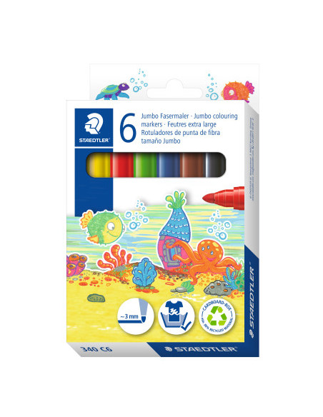 ESTUCHE DE CARTÓN 6 ROTULADORES GRUESOS NORIS 340 COLORES SURTIDOS STAEDTLER 340 C6