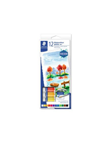 ESTUCHE DE CARTÓN CON 12 TUBOS DE ACUARELAS