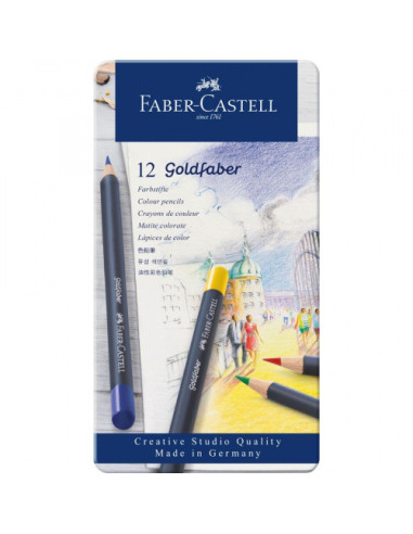 ESTUCHE DE METAL CON 12 LÁPICES DE COLORES GOLDFABER. FABER CASTELL 114712