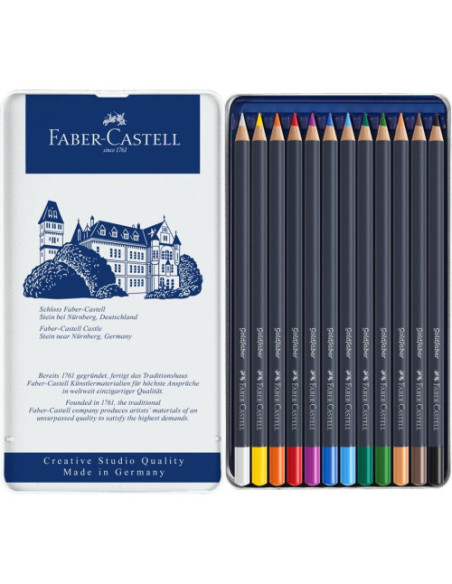 ESTUCHE DE METAL CON 12 LÁPICES DE COLORES GOLDFABER. FABER CASTELL 114712