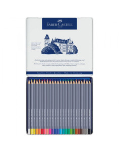 ESTUCHE DE METAL CON 24 LÁPICES DE COLORES ACUARELABLES GOLDFABER. FABER CASTELL 114624 2