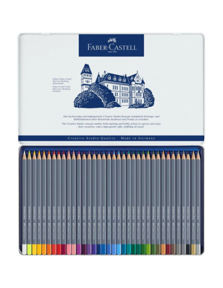 ESTUCHE DE METAL CON 36 LÁPICES DE COLORES ACUARELABLES GOLDFABER. FABER CASTELL 114636