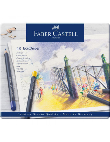 ESTUCHE DE METAL CON 48 LÁPICES DE COLORES GOLDFABER. FABER CASTELL 114748