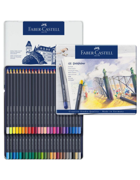 ESTUCHE DE METAL CON 48 LÁPICES DE COLORES GOLDFABER. FABER CASTELL 114748