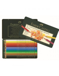 ESTUCHE DE METAL POLYCHROMOS CON 12 LAPICES DE COLORES SURTIDOS FABER CASTELL 110012
