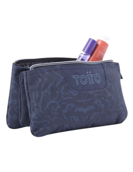 ESTUCHE ESCOLAR TRES COMPARTIMENTOS AZUL Y NEGRO GEOMETRIC - TABLERO TOTTO AC52ECO012-2210Z-3JG