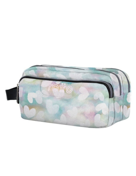 ESTUCHE ESCOLAR TRES COMPARTIMENTOS CORAZONES PASTEL TOTTO AC52ECO009-2311Z-4HX