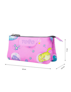 ESTUCHE ESCOLAR TRES COMPARTIMENTOS GATOS ASTRONAUTAS TOTTO AC52ECO012-2310Z-9I9 2
