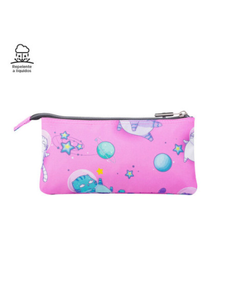 ESTUCHE ESCOLAR TRES COMPARTIMENTOS GATOS ASTRONAUTAS TOTTO AC52ECO012-2310Z-9I9