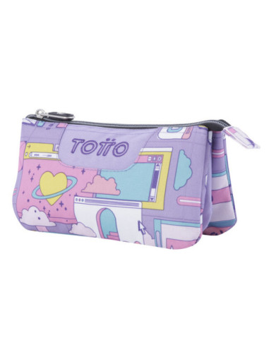 ESTUCHE ESCOLAR TRES COMPARTIMENTOS MORADO...