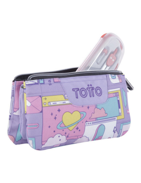 ESTUCHE ESCOLAR TRES COMPARTIMENTOS MORADO CIBER - TABLERO TOTTO AC52ECO012-2210Z-2QI