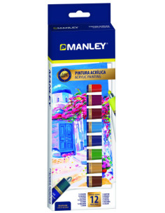 ESTUCHE PINTURA ACRILICA 12 X 12ML MANLEY MDV00012