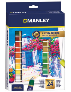 ESTUCHE PINTURA ACRILICA 24 X 12ML MANLEY MDV00024