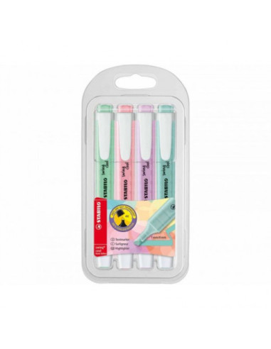 ESTUCHE PLASTICO SWING COOL PASTEL 4 UNIDADES SURTIDAS TRAZO 1/4MM. STABILO 275/4-08