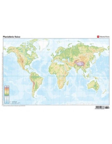 MAPA MUDO ESPAÑA FÍSICO VICEN VIVES