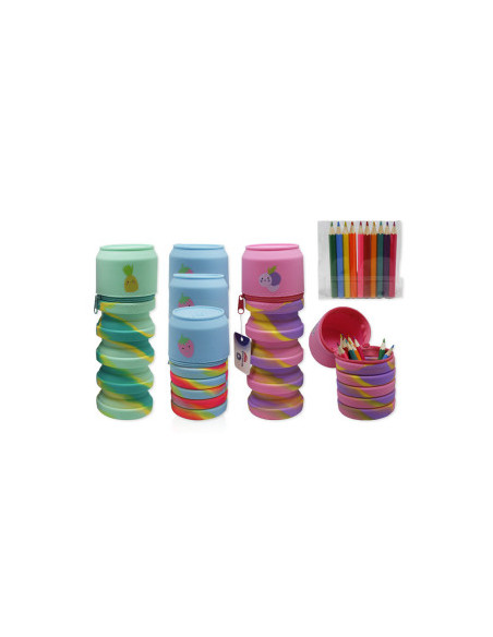PORTATODO SILICONA RAINBOW EXTENSIBLE + LAPICEROS BISMARK 330188
