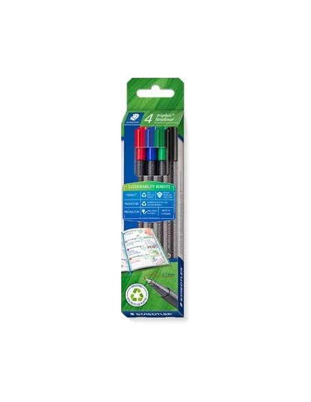 ESTUCHE ROTULADOR TRIPLUS FINELINER 334 ECO EDITION. 4 UNIDADES COLORES SURTIDOS STAEDTLER 334 RC4